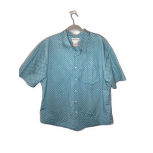 John Blair Men's Light Blue and White Classics Short Sleeve Print Shirt Size 2XL